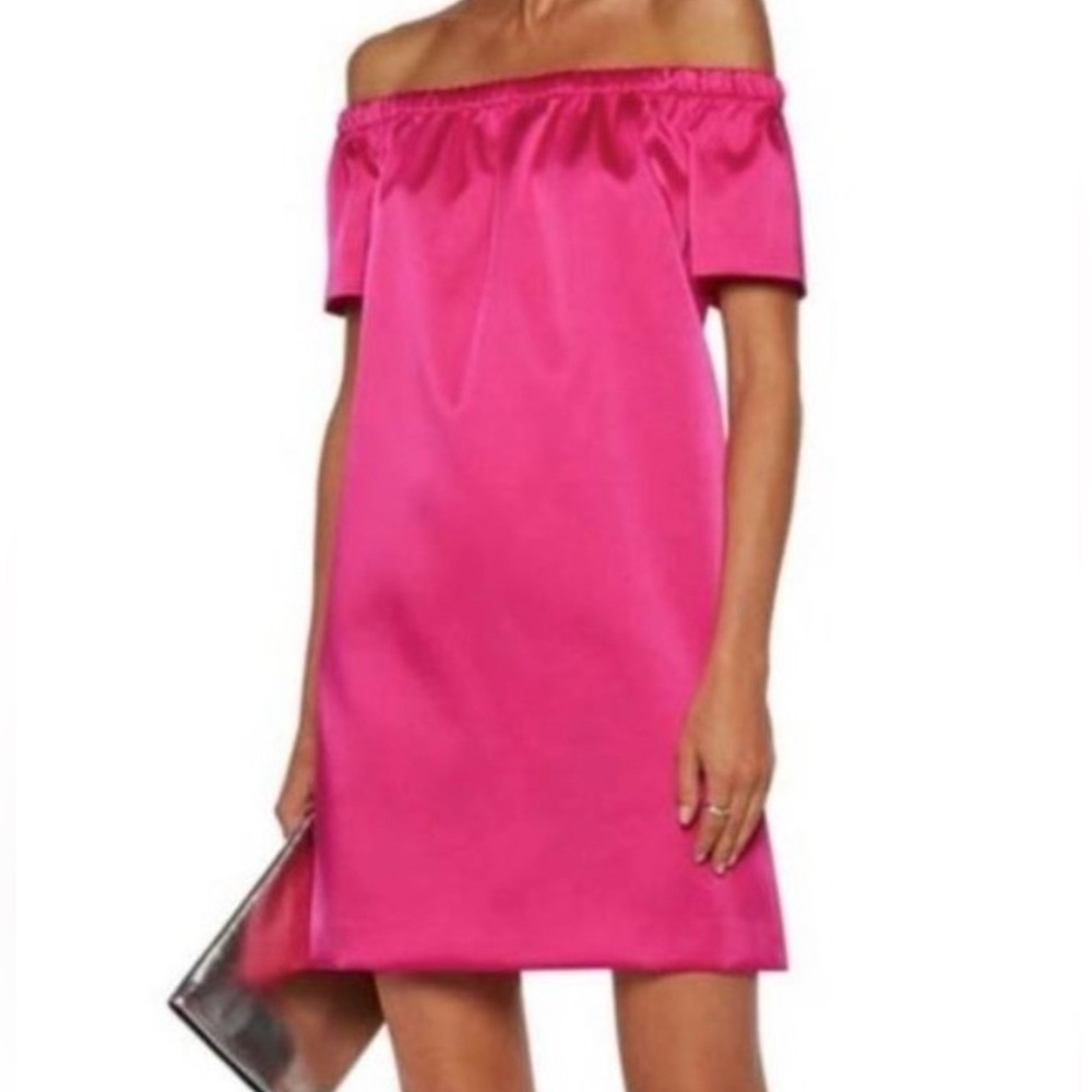 Maje Fuschia Renato Satin Shift Mini Dress